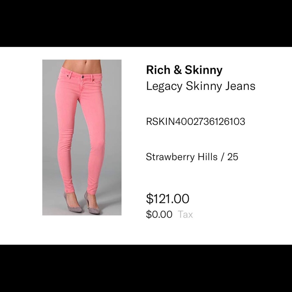 Rich & Skinny Jeans Mauve/coral Pink